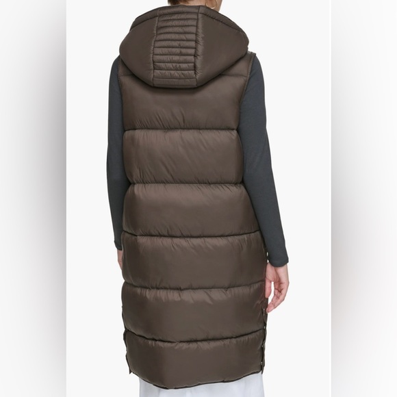 Andrew Marc | Kerr Hooded Longline Puffer Vest Chocolate size Medium - Picture 2 of 16